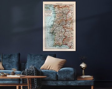 Vintage kaart Portugal van Studio Wunderkammer