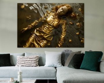 Waternimf in goud van Carla Van Iersel