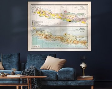 Vintage kaart Java (Geologisch en Oro-hydrografisch) van Studio Wunderkammer