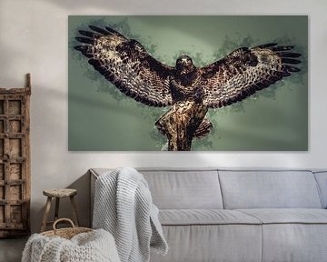 Buse - Oiseau de proie - en version art numérique sur Gianni Argese