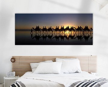 Panorama Kamelen met zonsondergang van Roel Dijkstra