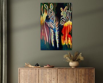 Kleurrijke zebra's koele tint van Lyda Geeratz