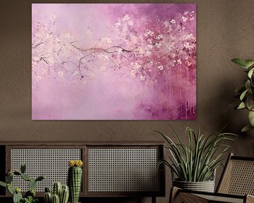 Blossom Dreams | Fleur de printemps pourpre sur Peinture Abstraite