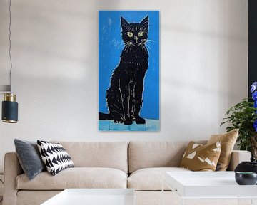 Portrait de chat sur Peinture Abstraite