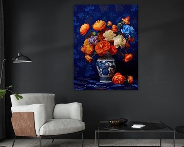 Stilleven | Stilleven met Delfts blauw van Abstract Schilderij