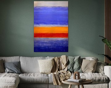 Blauw Oranje Contrast | Abstract Landschap van Abstract Schilderij