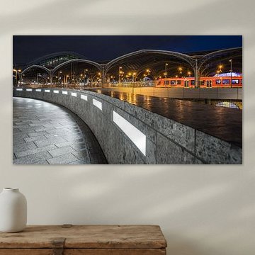 Cologne Central Station in the evening