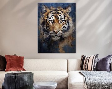 Majestätischer Tiger Zinn | Tiger Kunstwerk von Abstraktes Gemälde