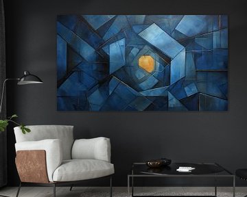 Kobalt Blauw | Oranje van Abstract Schilderij