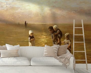 Kinderen der Zee bij zonsondergang, Jozef Israëls & Hendrik Willem Mesdag