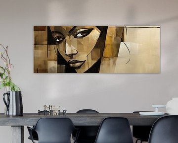 Geometric Earth tones | Geometric Portrait sur Tableaux ARTEO