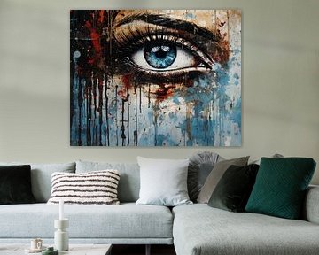 Beobachtung | Blaues abstraktes Auge von ARTEO Gemälde