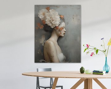 Modern chic digital art portrait "flower girl" by Carla Van Iersel