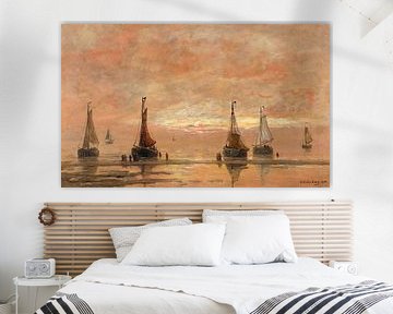 Bomschuiten bij zonsondergang, Hendrik Willem Mesdag