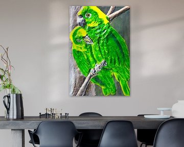 Green Amazon Parrots van Floris Betrouw