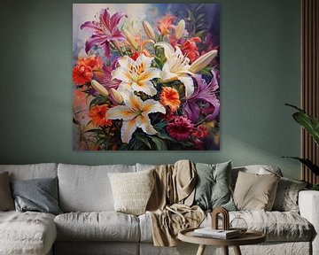 Lily flowers colourful artistic by The Xclusive Art