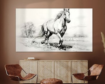 pentekening van een paard van Gelissen Artworks