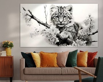 pen drawing of a tiger cub by Gelissen Artworks