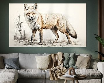 pen drawing of a fox by Gelissen Artworks