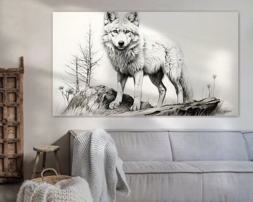 Federzeichnung eines Wolfes von Gelissen Artworks