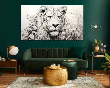 pen drawing of a lion by Gelissen Artworks