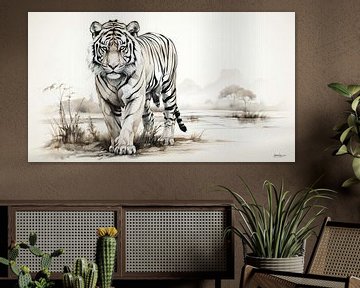 pen drawing of a tiger by Gelissen Artworks