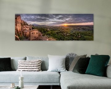 Montepulciano panorama bij zonsondergang van Voss fotografie