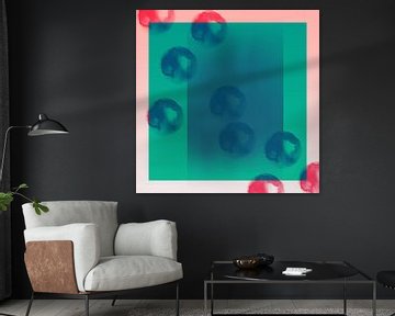 Pop of color. Neon and pastel abstract art in  green, blue and neon pink by Dina Dankers