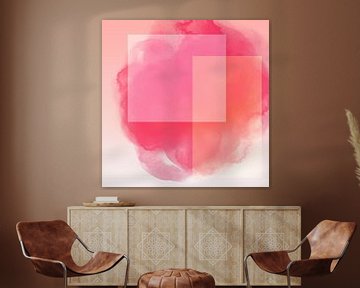 Pop van kleur. Neon en pastel abstracte kunst in roze, oranje, wit van Dina Dankers