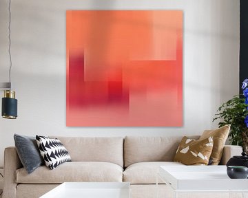 Pop van kleur. Neon en pastel abstracte kunst in oranje, roze, rood en paars van Dina Dankers