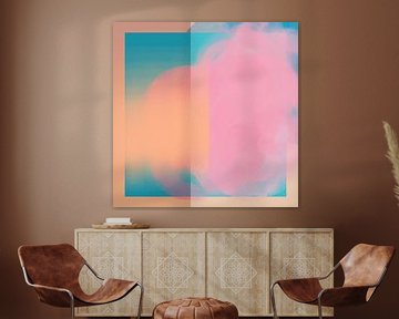 Pop of color. Neon and pastel abstract art in  blue, pink, salmon by Dina Dankers