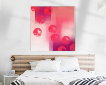 Pop van kleur. Neon en pastel abstracte kunst in rood, paars, roze van Dina Dankers