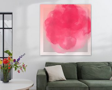 Pop of color. Neon and pastel abstract art in neon pink, grey and white by Dina Dankers