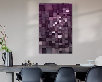 Paul Klee inspired abstract art in warm purple, grey, brown and white by Dina Dankers