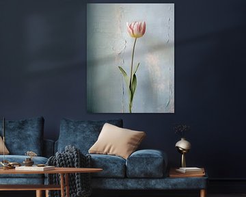 Roze tulp in wabi-sabi stijl van Studio Allee