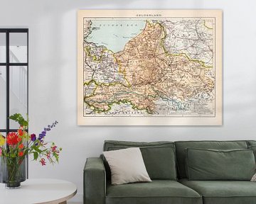 Vintage kaart Provincie Gelderland ca. 1900 van Studio Wunderkammer