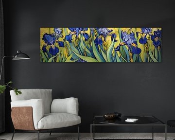 Iris | Iris bleus sur Peinture Abstraite