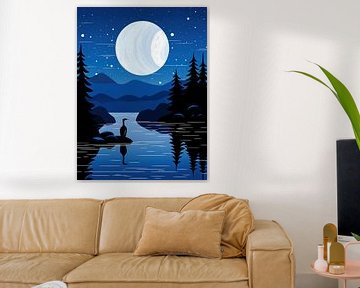 Nuit de lune sur Peinture Abstraite