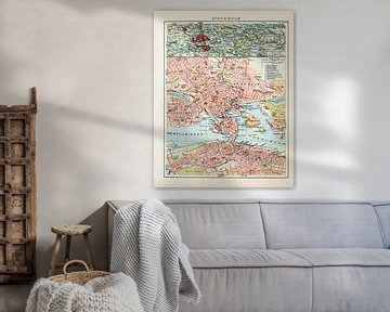 Vintage plattegrond Stockholm ca. 1900 van Studio Wunderkammer