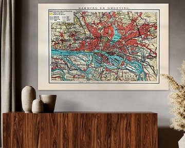 Vintage plattegrond Hamburg en omgeving ca. 1900 van Studio Wunderkammer