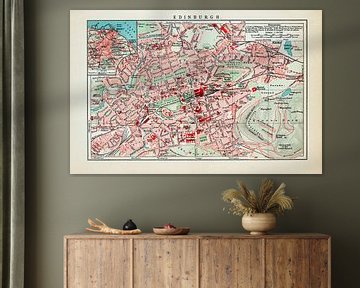 Vintage plattegrond Edinburgh ca. 1900 van Studio Wunderkammer