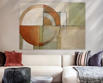 Moderne Aardetinten Beige van Abstract Schilderij