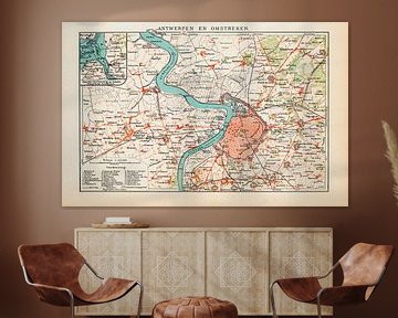 Vintage plattegrond Antwerpen en omstreken ca. 1900 van Studio Wunderkammer