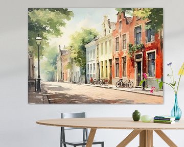 Straat in Nederland van Abstract Schilderij