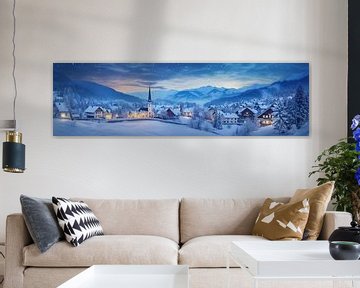 Blauw Winter Landschap van Abstract Schilderij