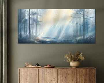 Lumière de la forêt brumeuse sur Peinture Abstraite