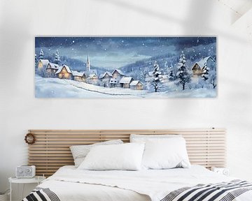 Gemütlicher Winterabend | Winterlandschaft Kunst von Abstraktes Gemälde