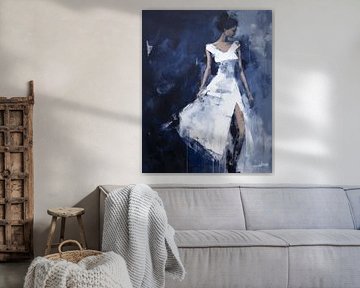 Portrait abstrait et élégant en bleu sur Studio Allee