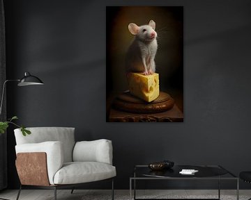 Maus, die auf einem Stück Käse steht von But First Framing