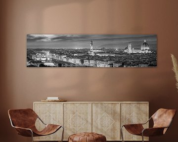 Panorama de la ville de Florence en Italie en noir et blanc sur Manfred Voss, Schwarz-weiss Fotografie